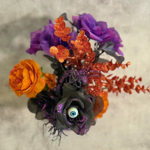 Halloween Faux Floral Arrangement in Mason Jar - Home Holiday Decor - Picture 5 of 9